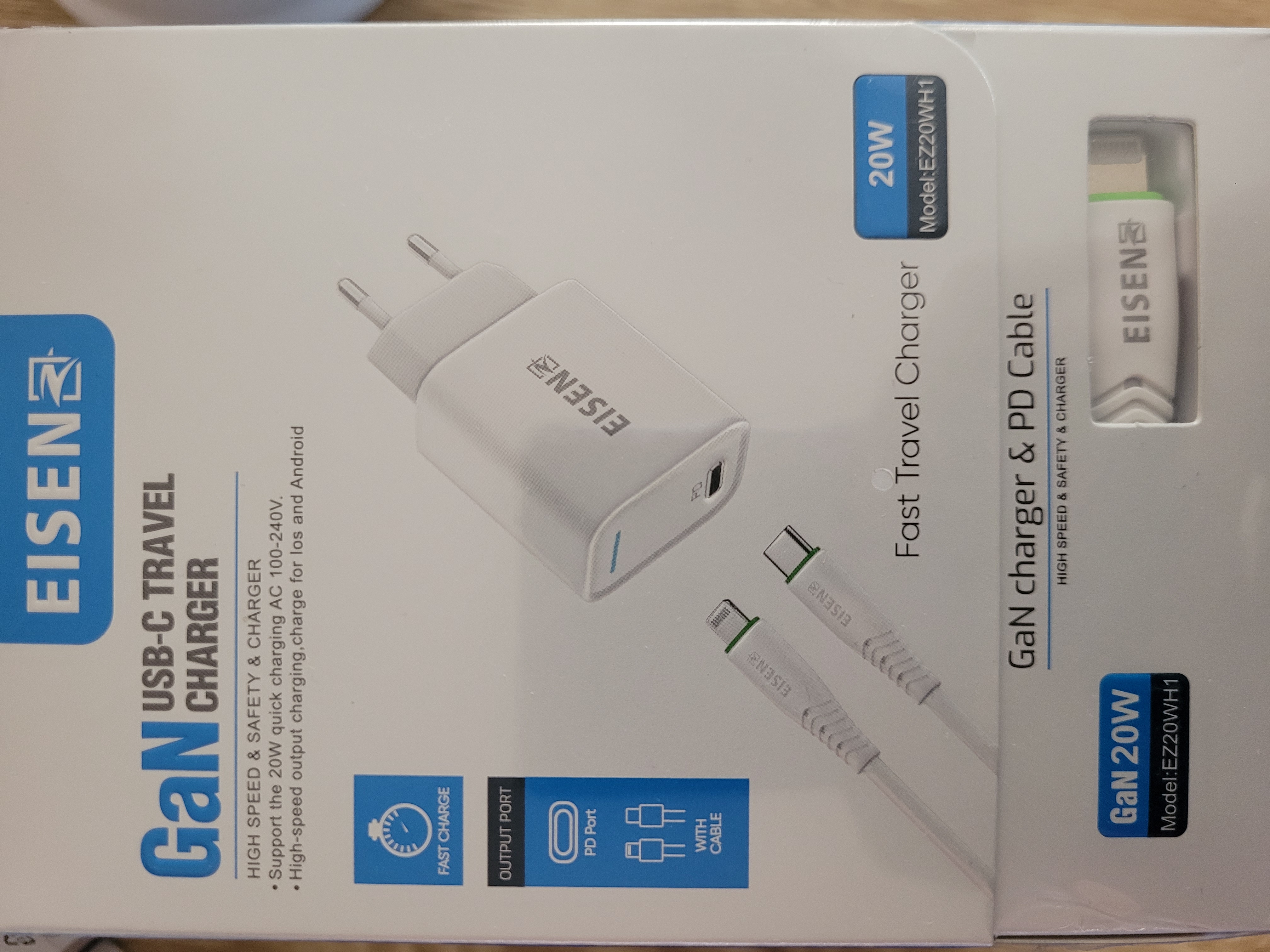 Eisen gan usb-c travel charger 20w ez20wh1