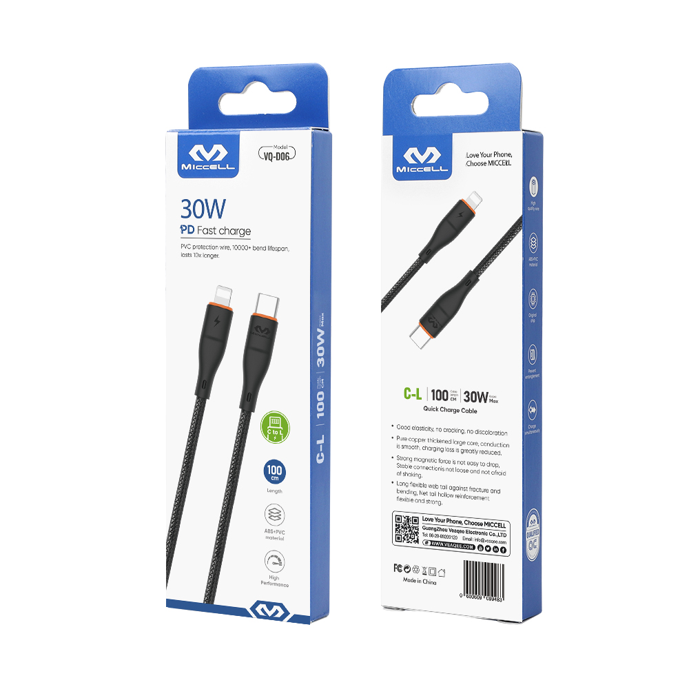 Miccell Type C to Lighting 30w Fast Charge 1M DQ-DO6