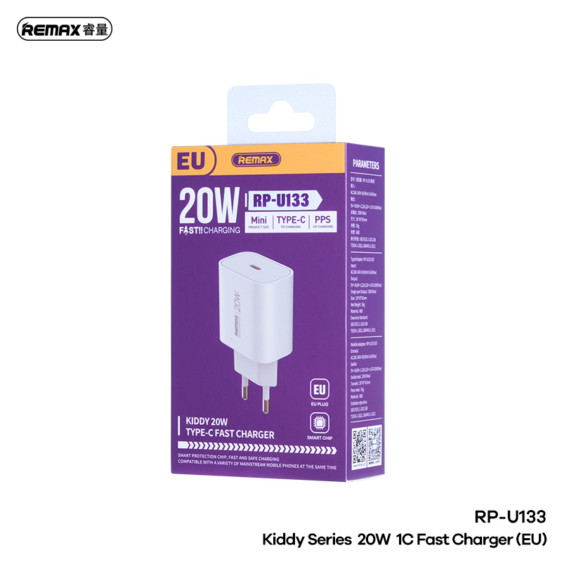 Kiddy Series 20W 1C Fast Charger RP-U133 EU White